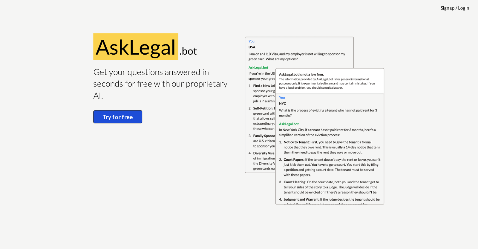 AskLegal.bot website