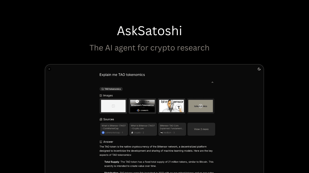 AskSatoshi - Crypto research - TAAFT