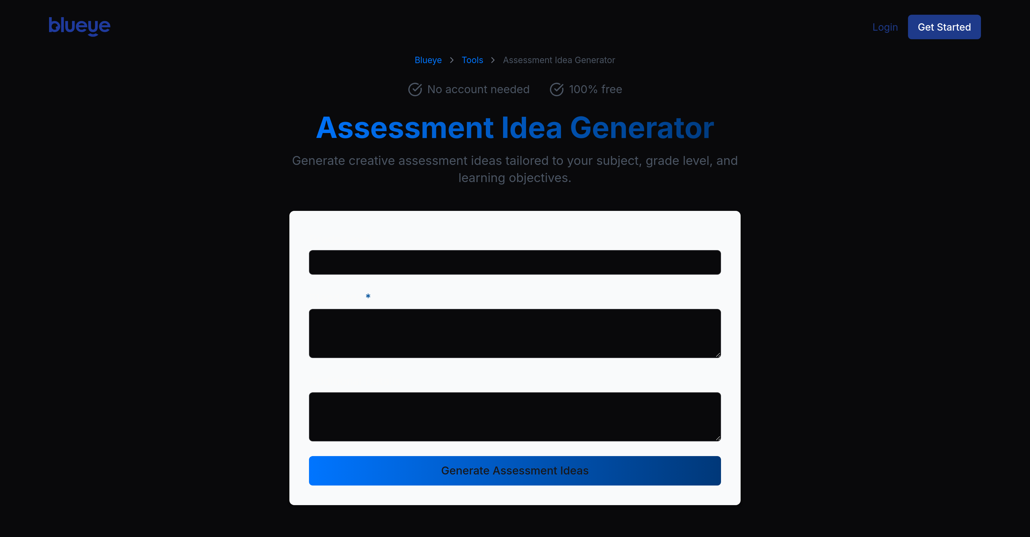 Assessment Idea Generator from Blueye logo