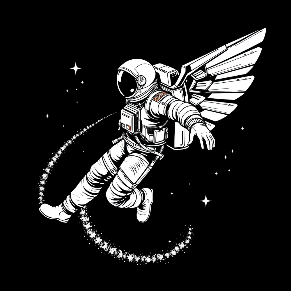 Astornaud eith mecanical wingpack tshirt design website