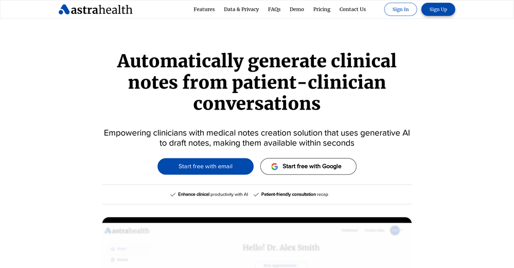 Astra Health website