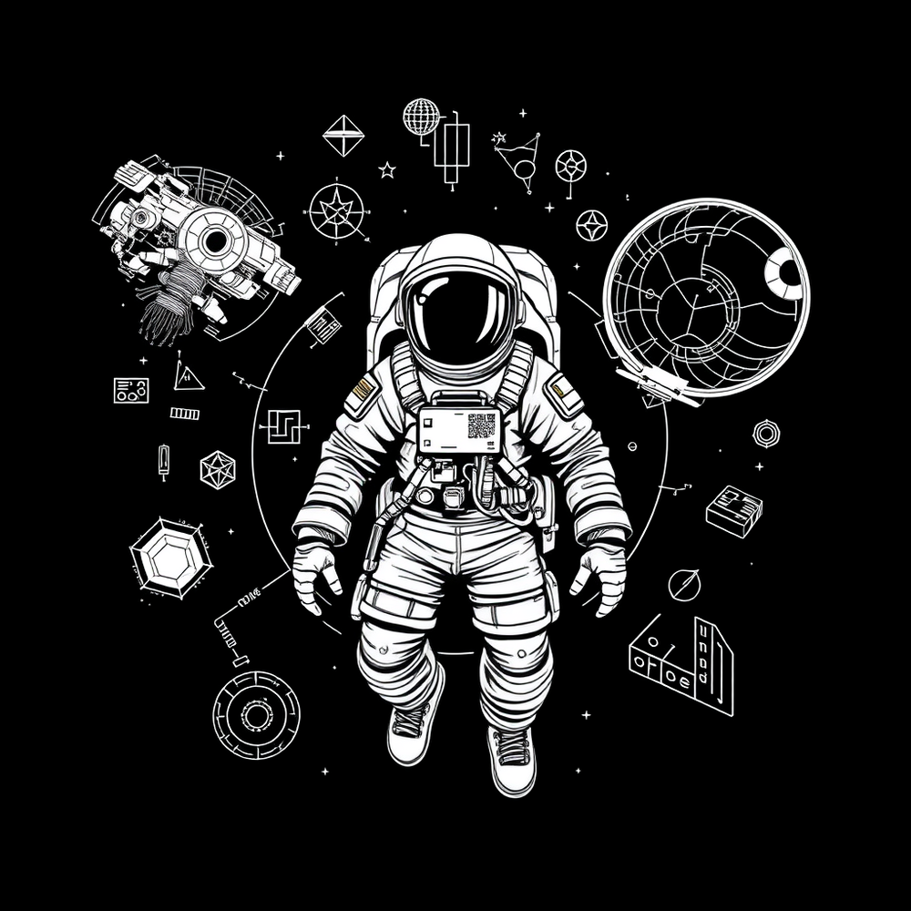 Astranaud with floating tech tshirt design website