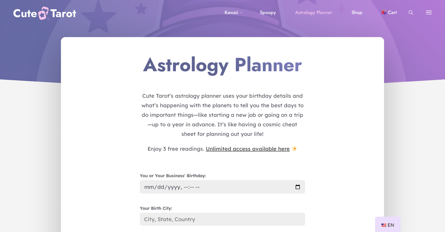 Astrology Planner website