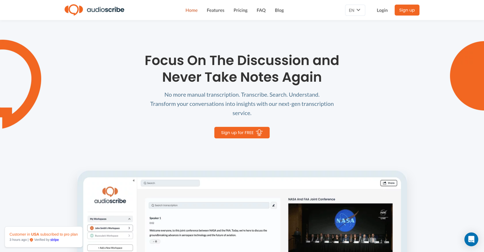 AudioScribe website