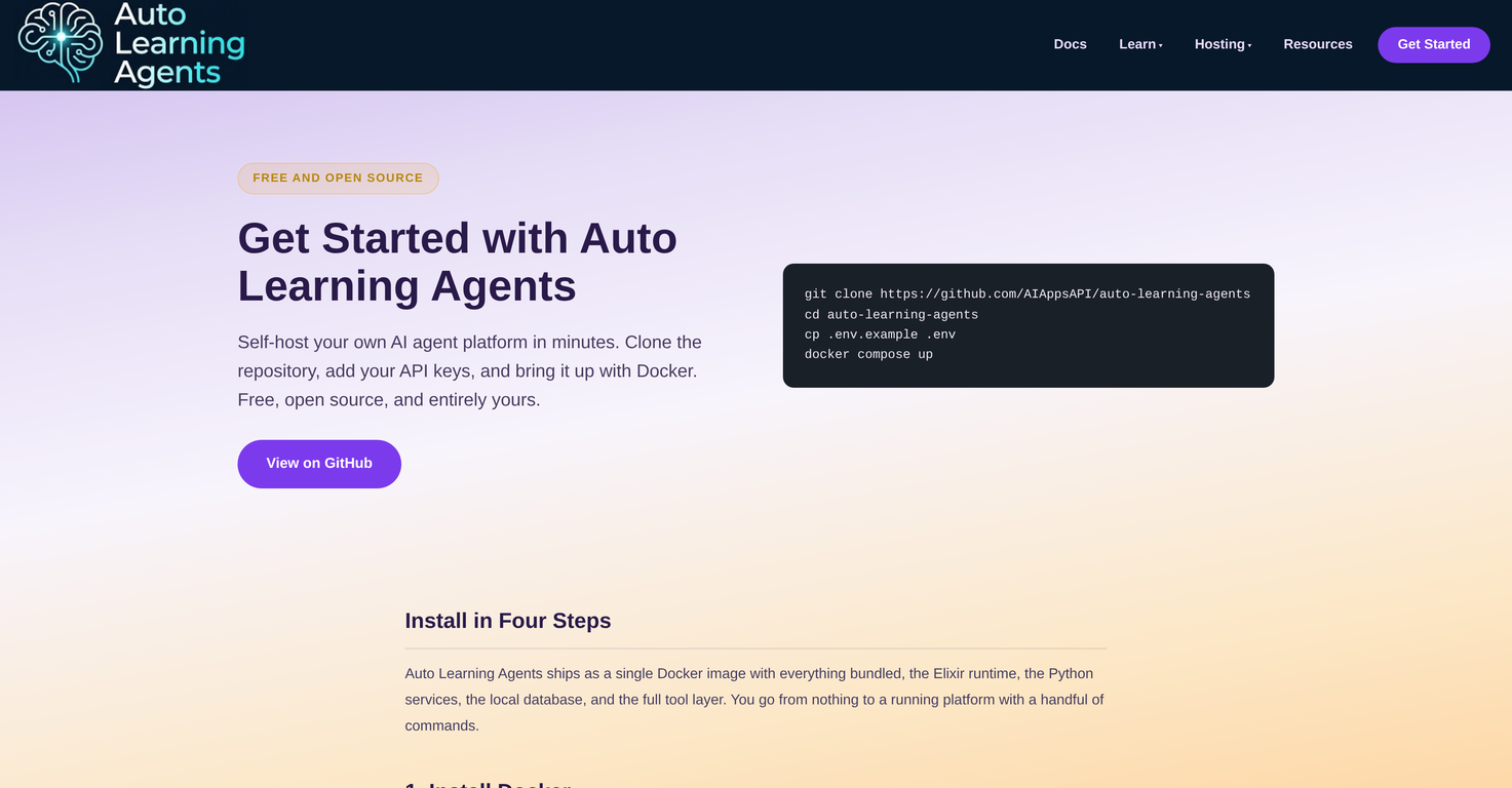 Auto Learning Agents website