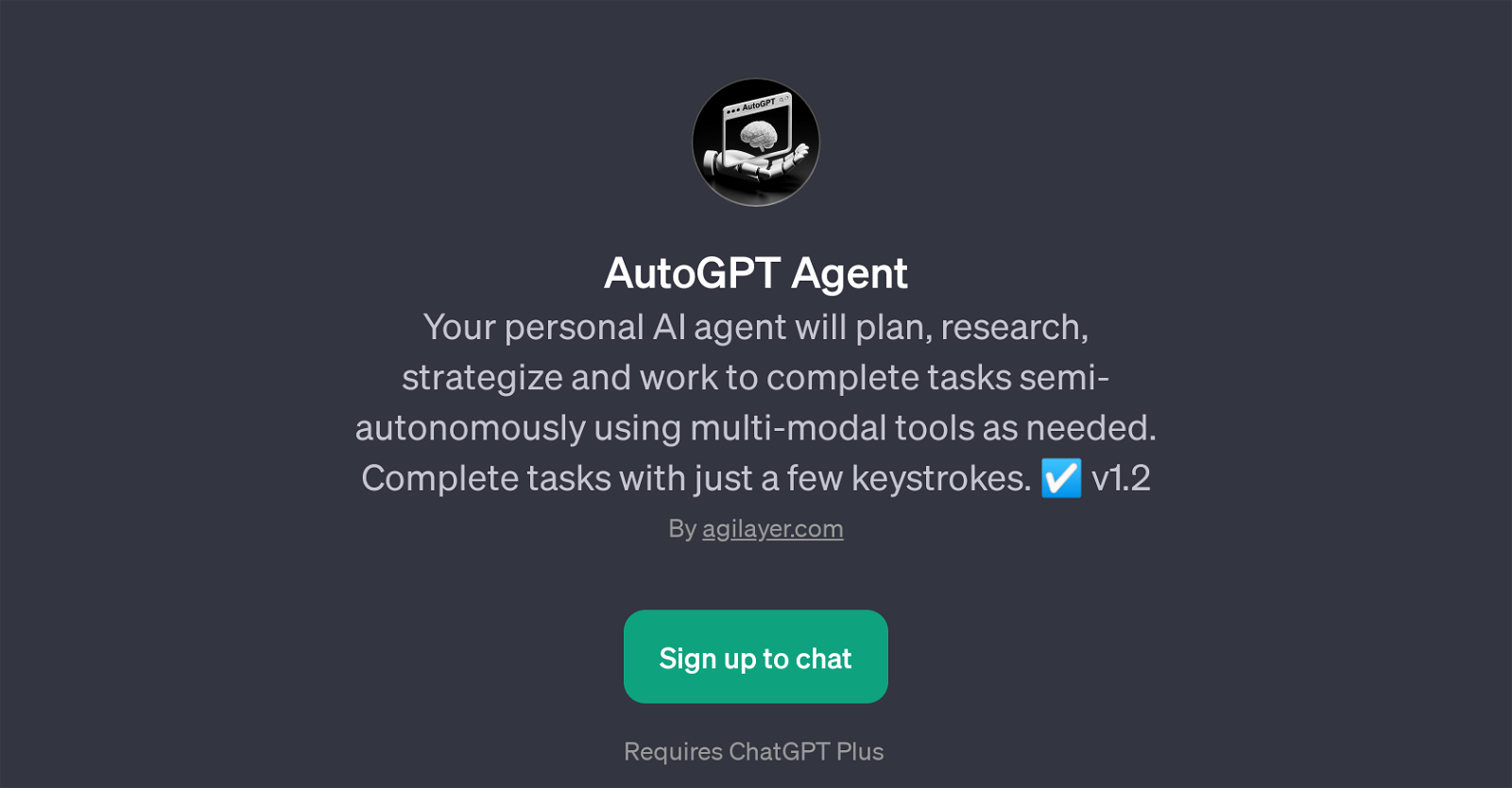 AutoGPT Agent website