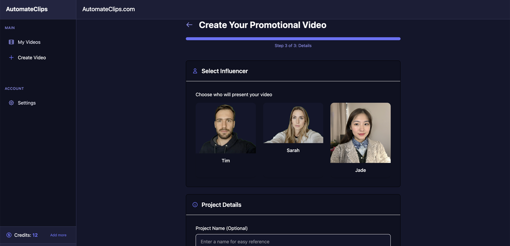 AutomateClips website
