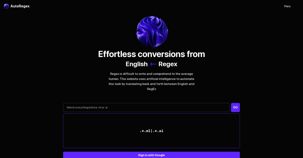AutoRegex website