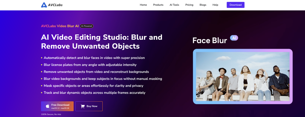 AVCLabs Video Blur AI website