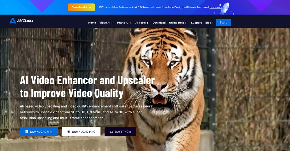 AVCLabs Video Enhancer website