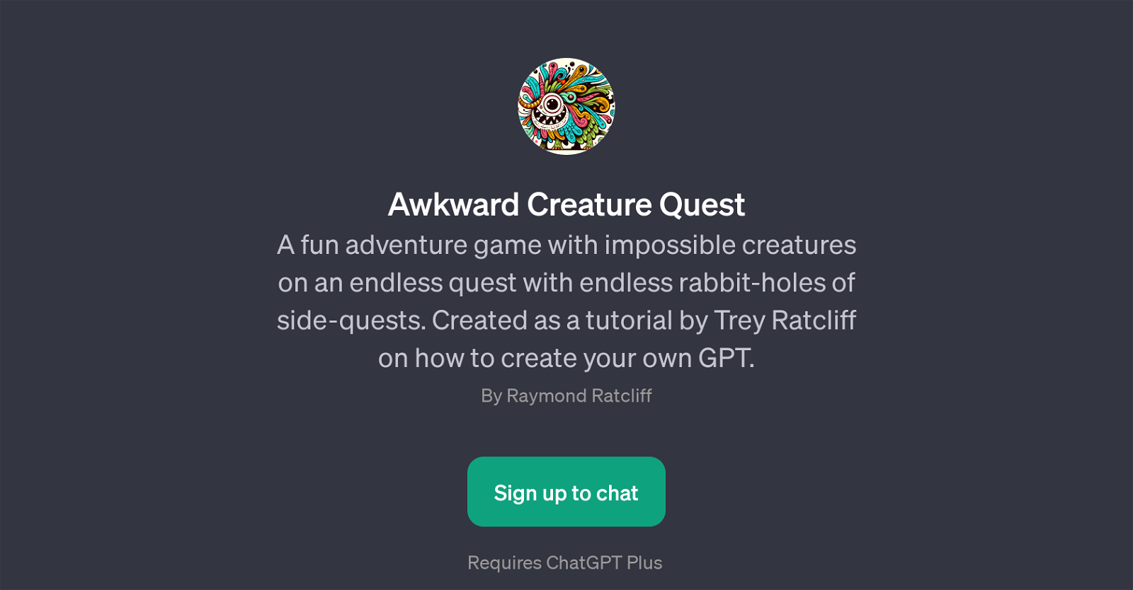 Awkward Creature Quest website