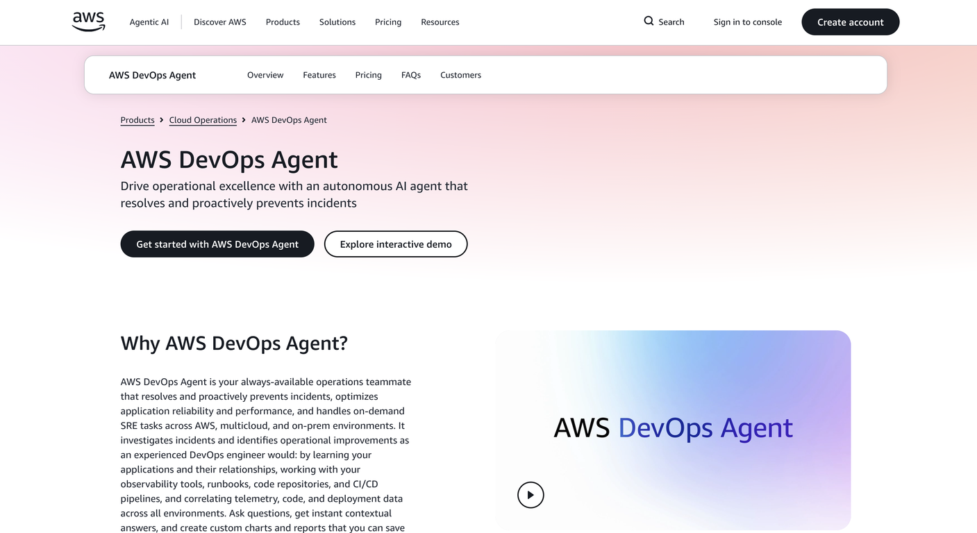 AWS DevOps Agent website