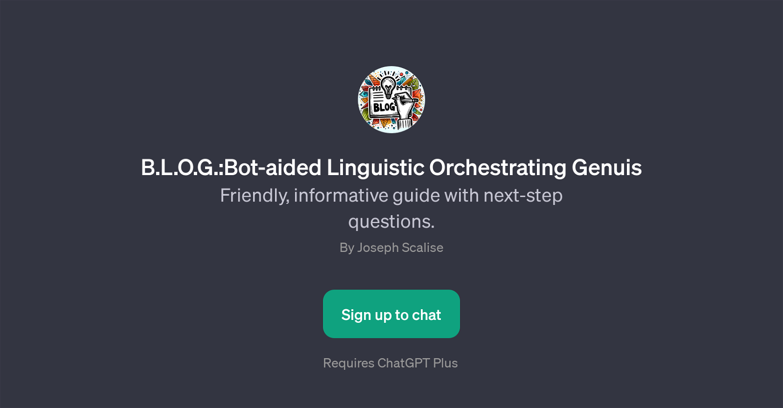 B.L.O.G.:Bot-aided Linguistic Orchestrating Genuis website