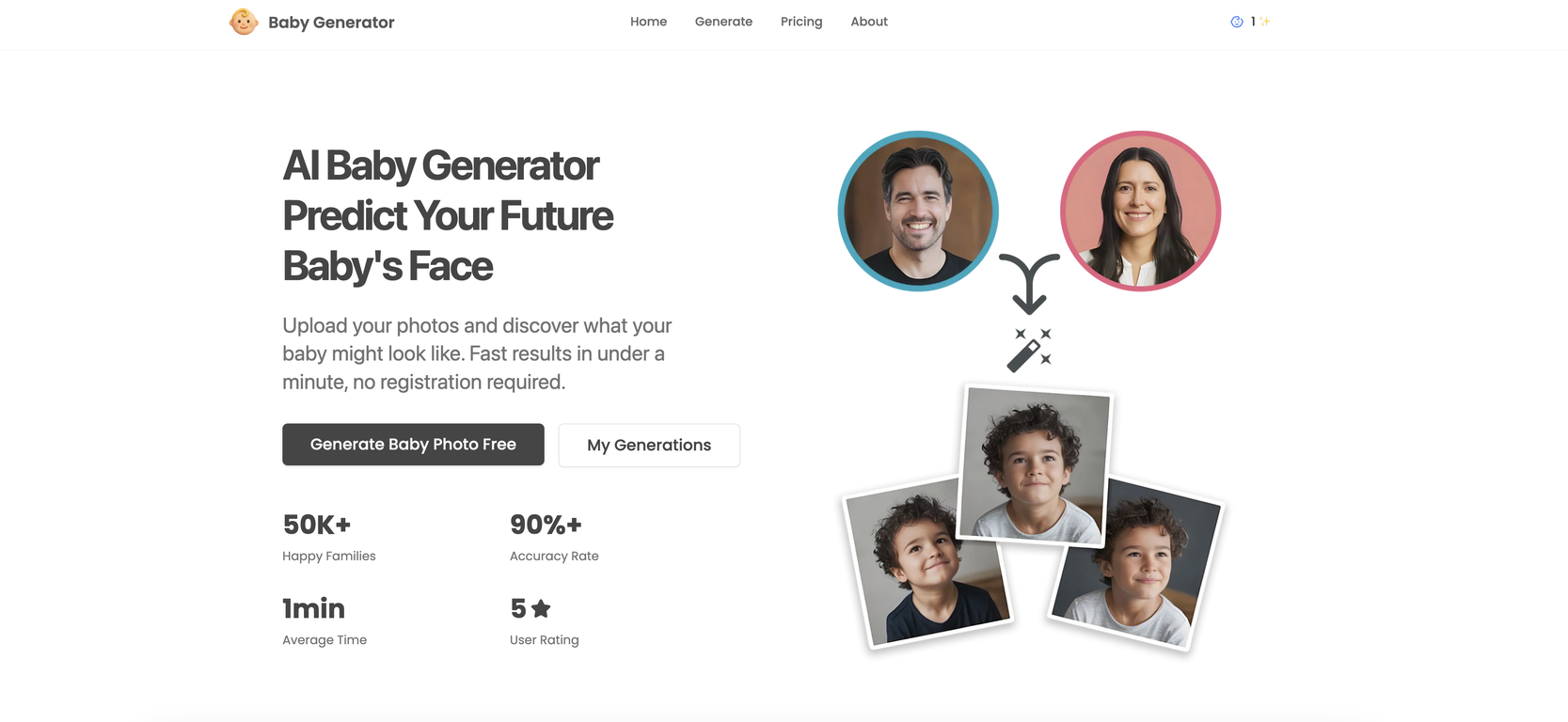 Baby Generator AI website