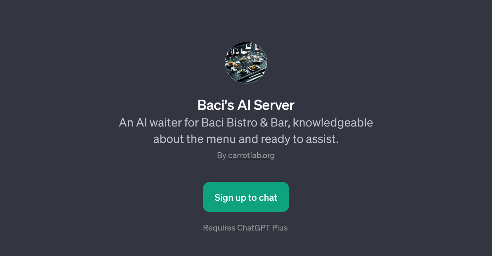Baci's AI Server website