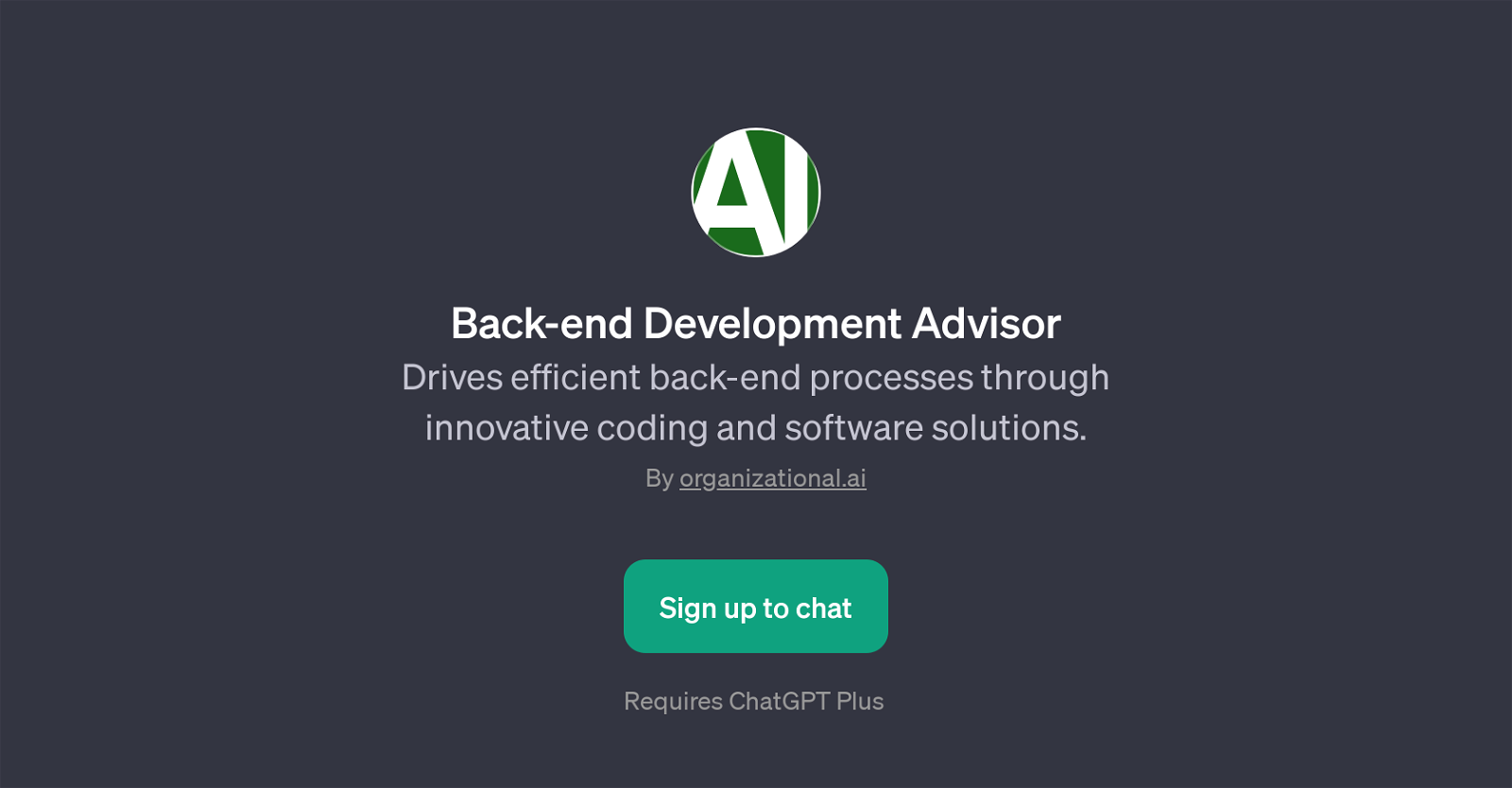 Back-end Development Advisor website
