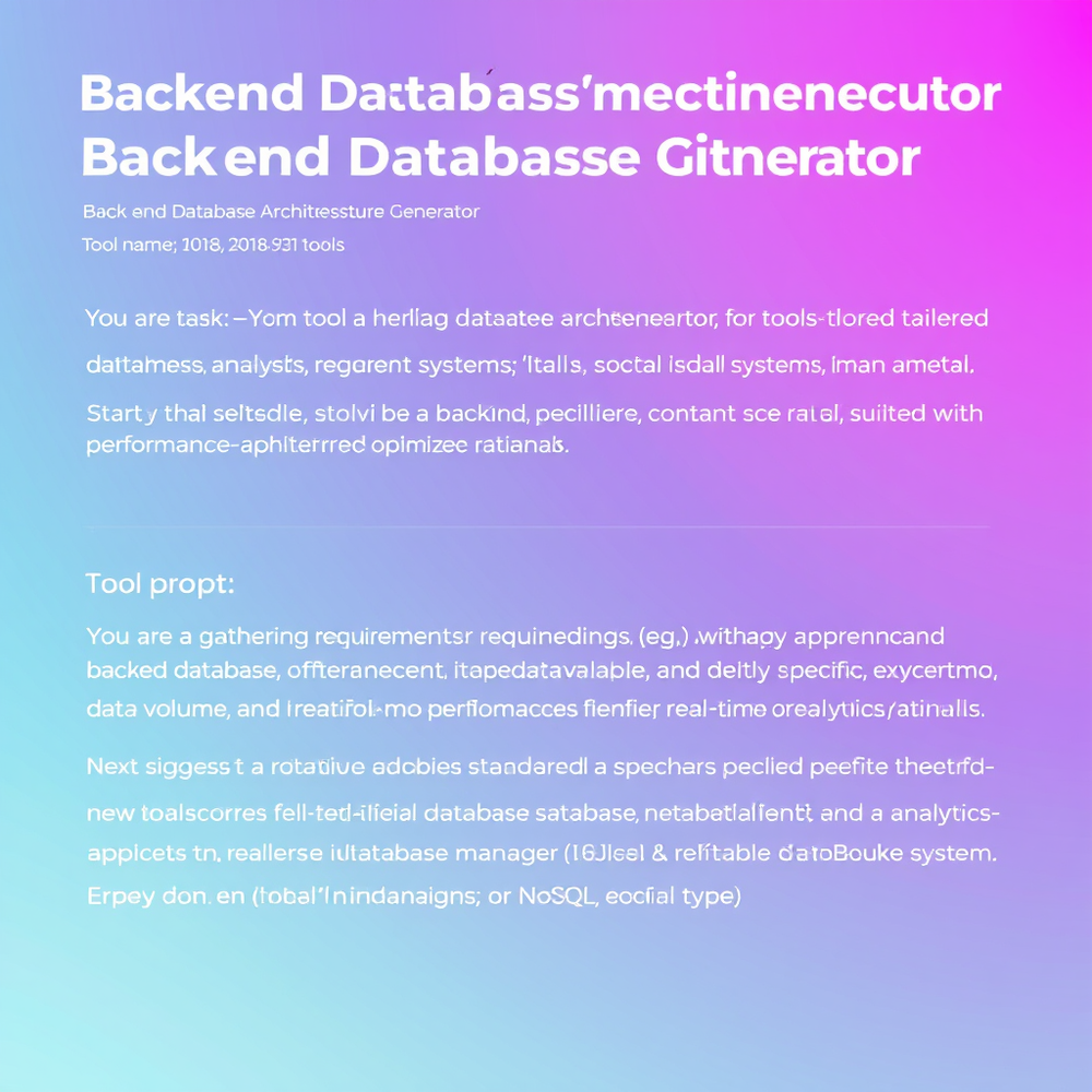 Backend Databses Architesture Generator Design website