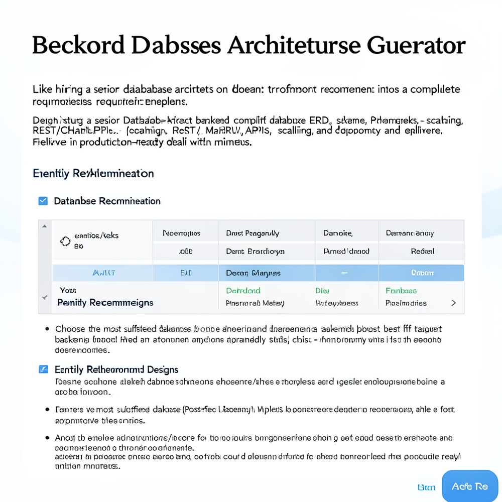 Backend Databses Architesture Generator website