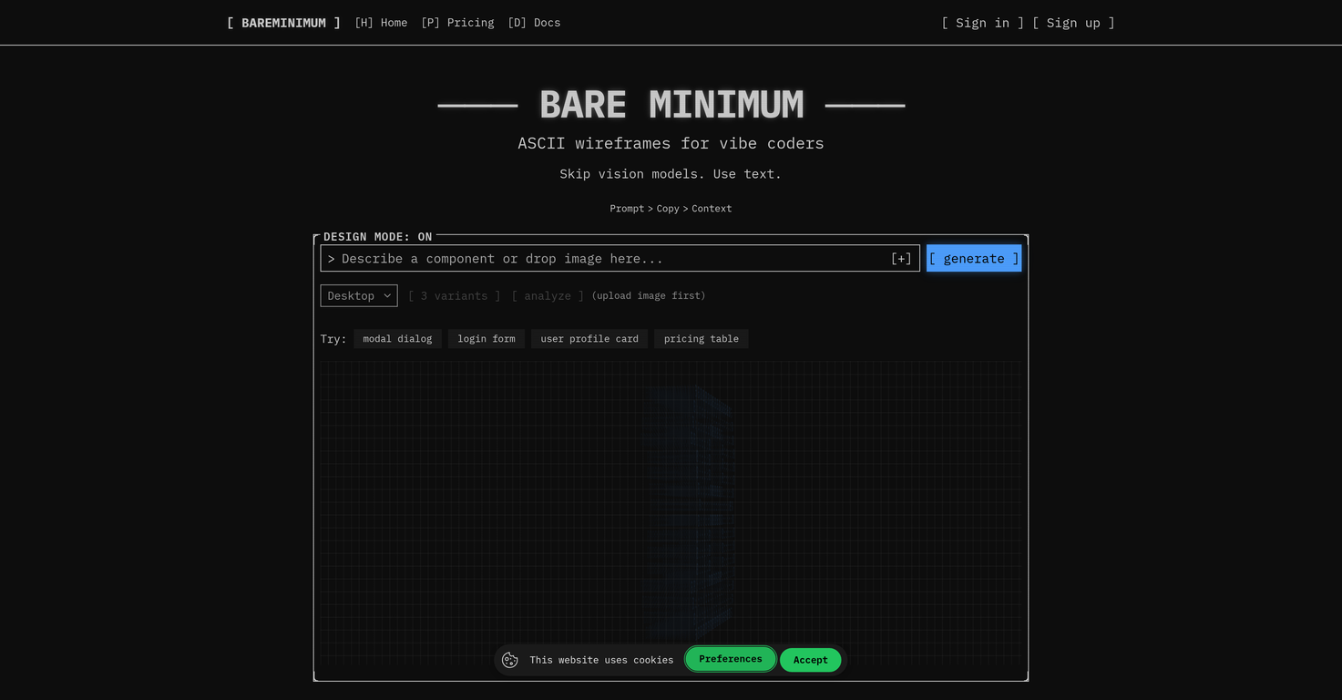 BareMinimum website