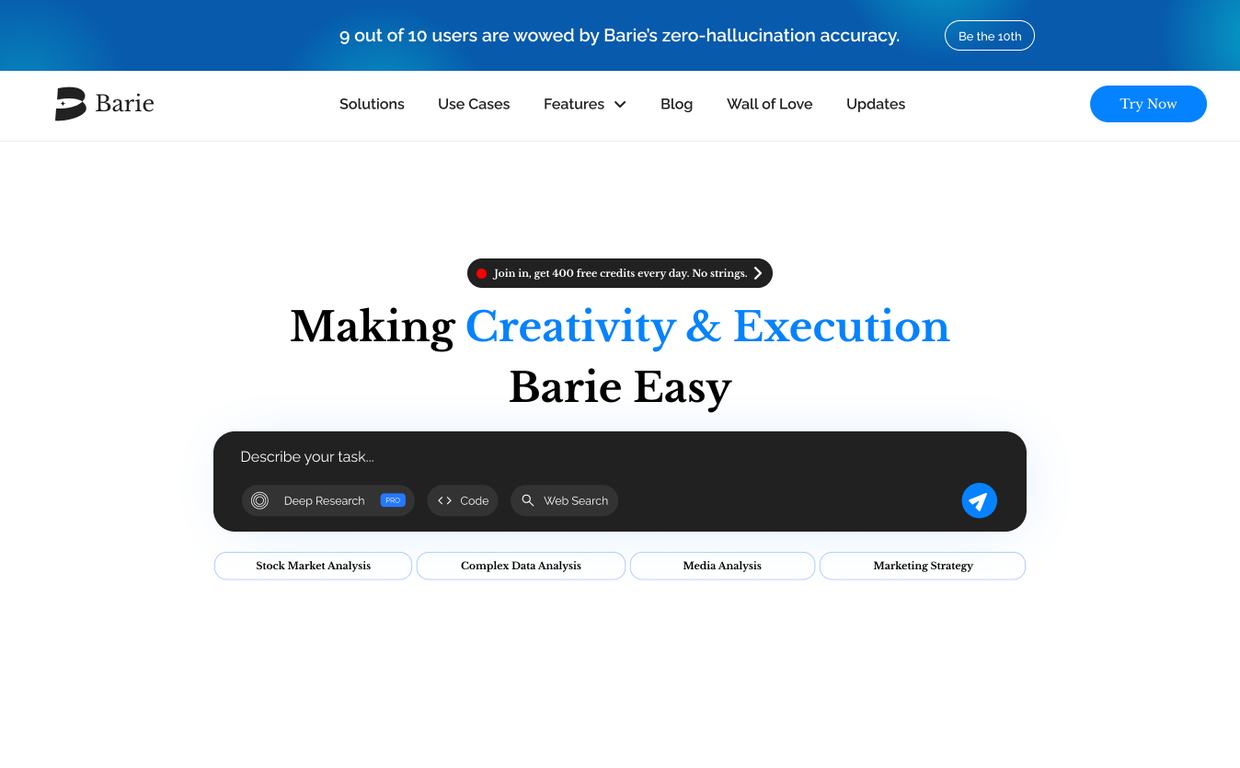 Barie AI website