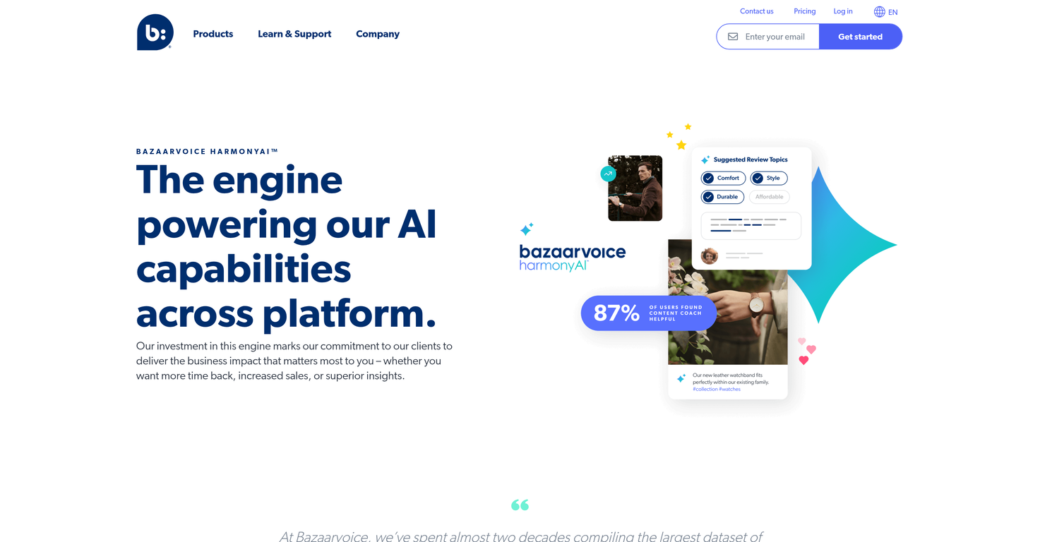 Bazaarvoice HarmonyAI website
