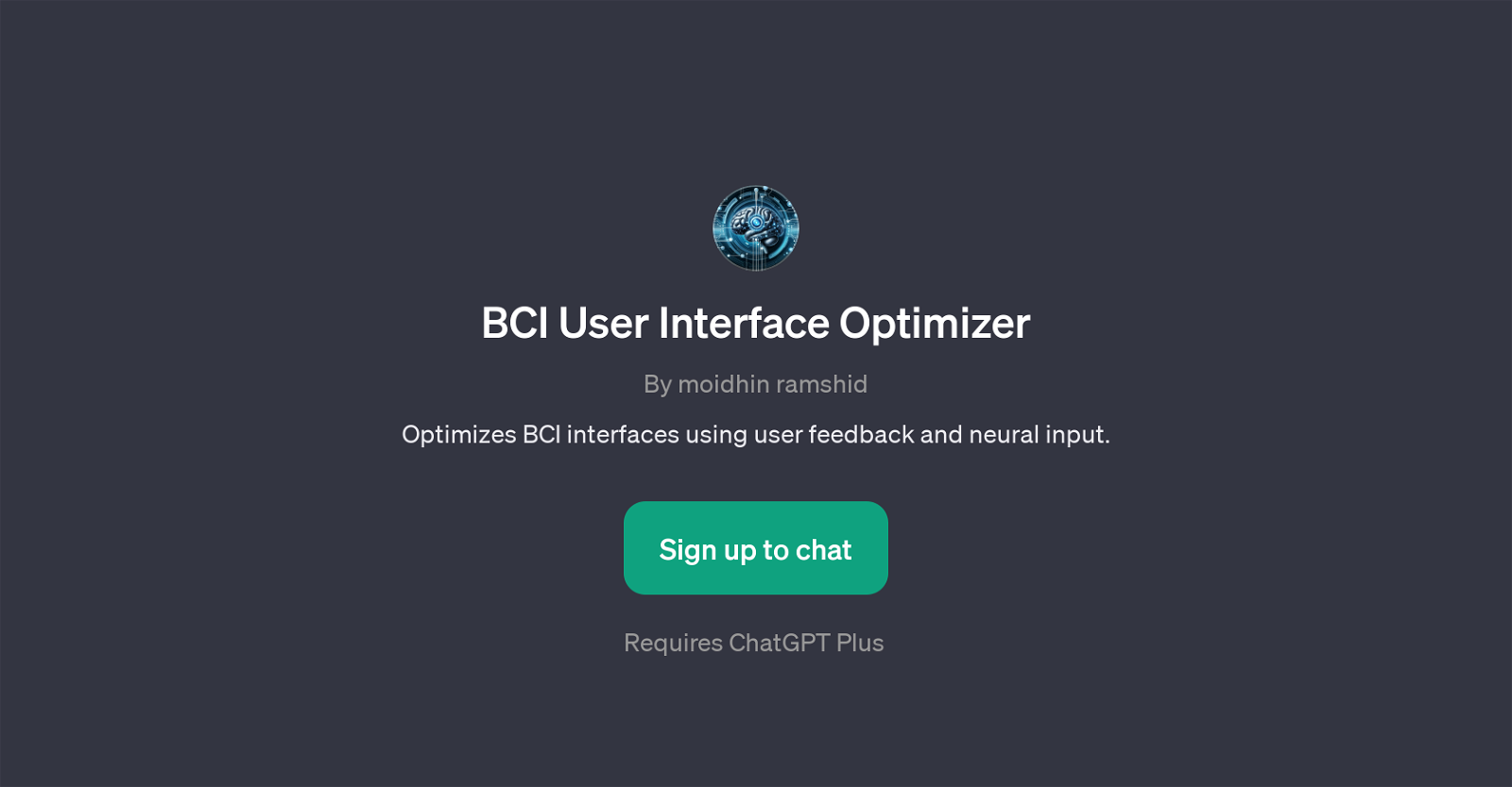 BCI User Interface Optimizer website