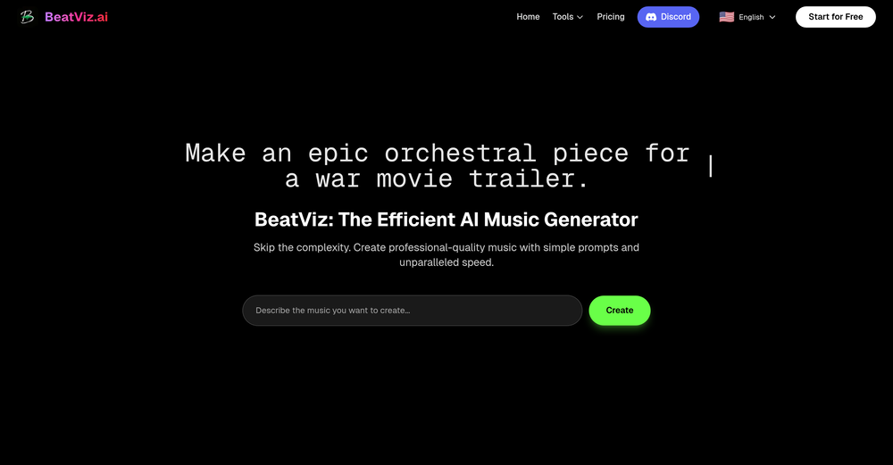 BeatViz AI Music Generator website