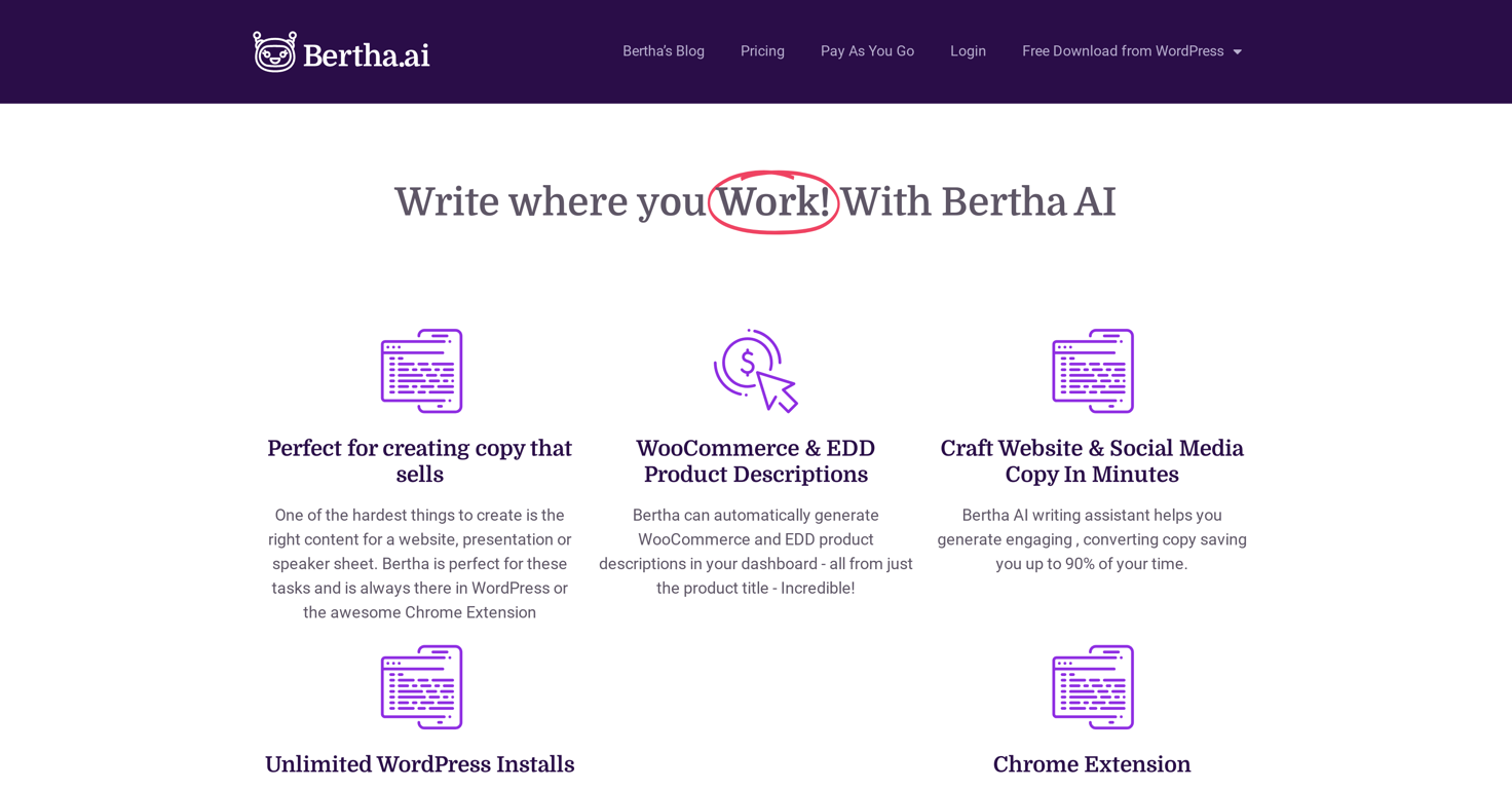 Bertha AI website