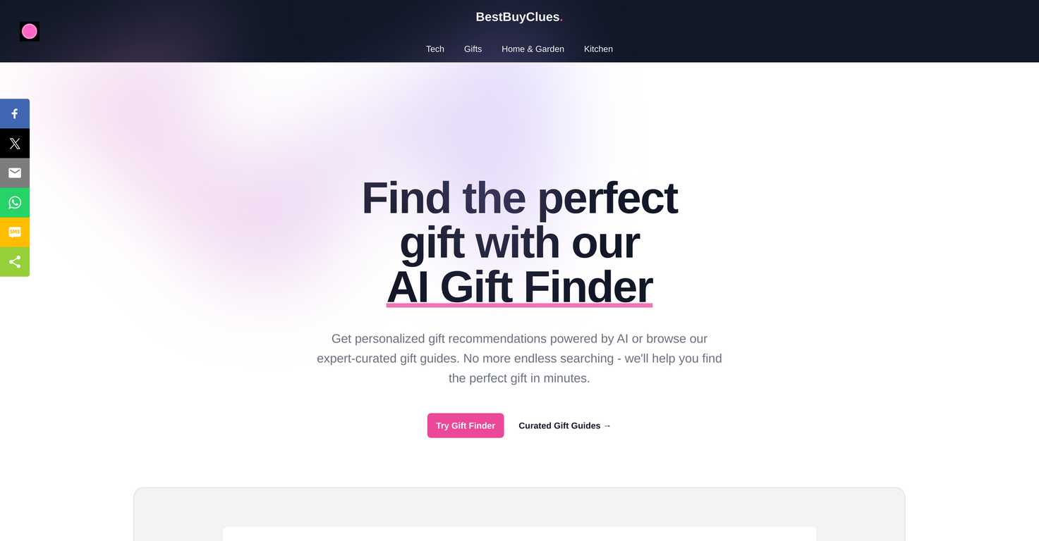 BestBuyClues - AI Gift Finder & Expert Curated Gift G... website