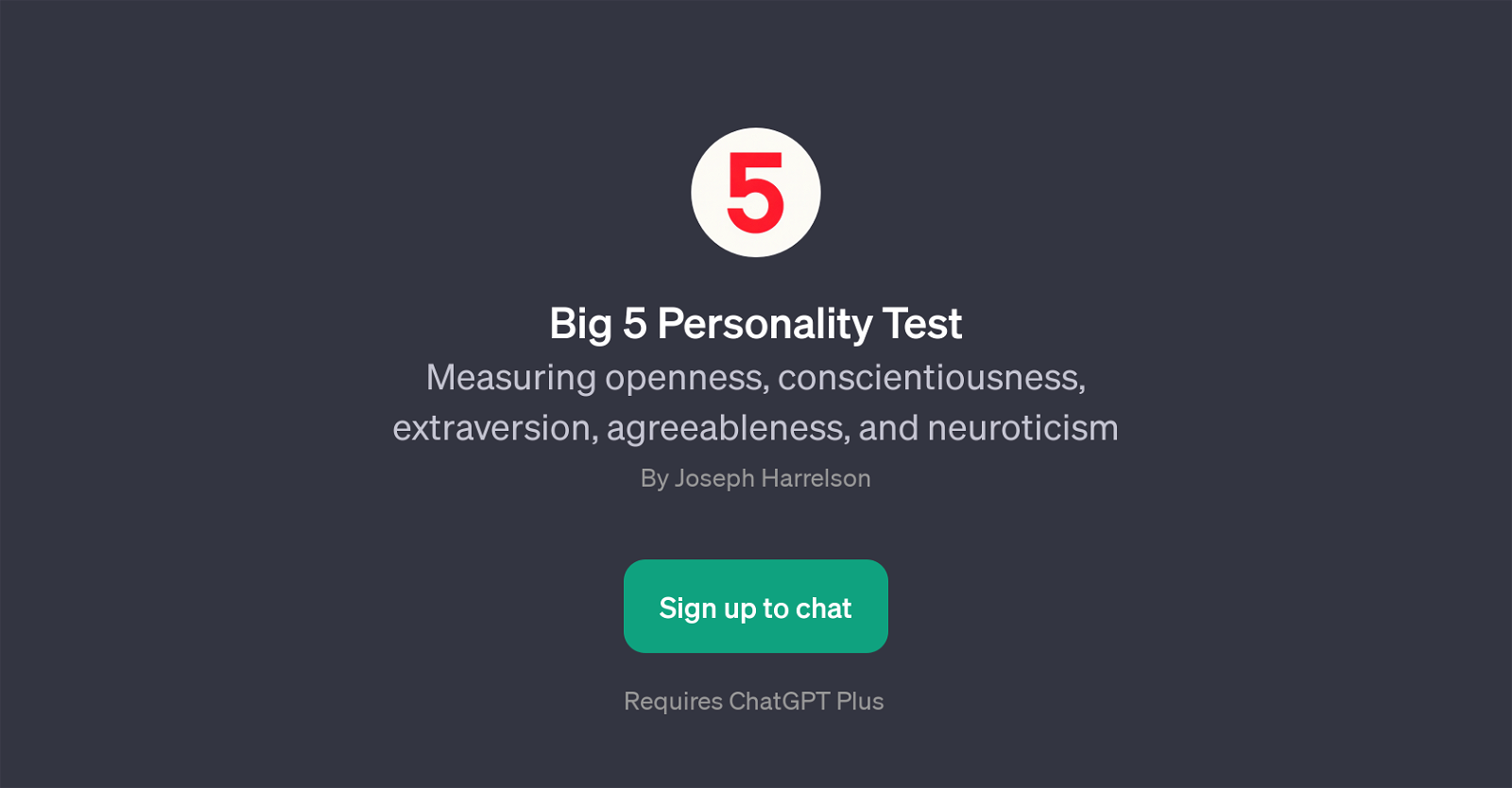 Big 5 Personality Test website