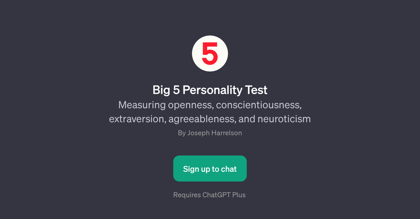 Big 5 Personality Test website