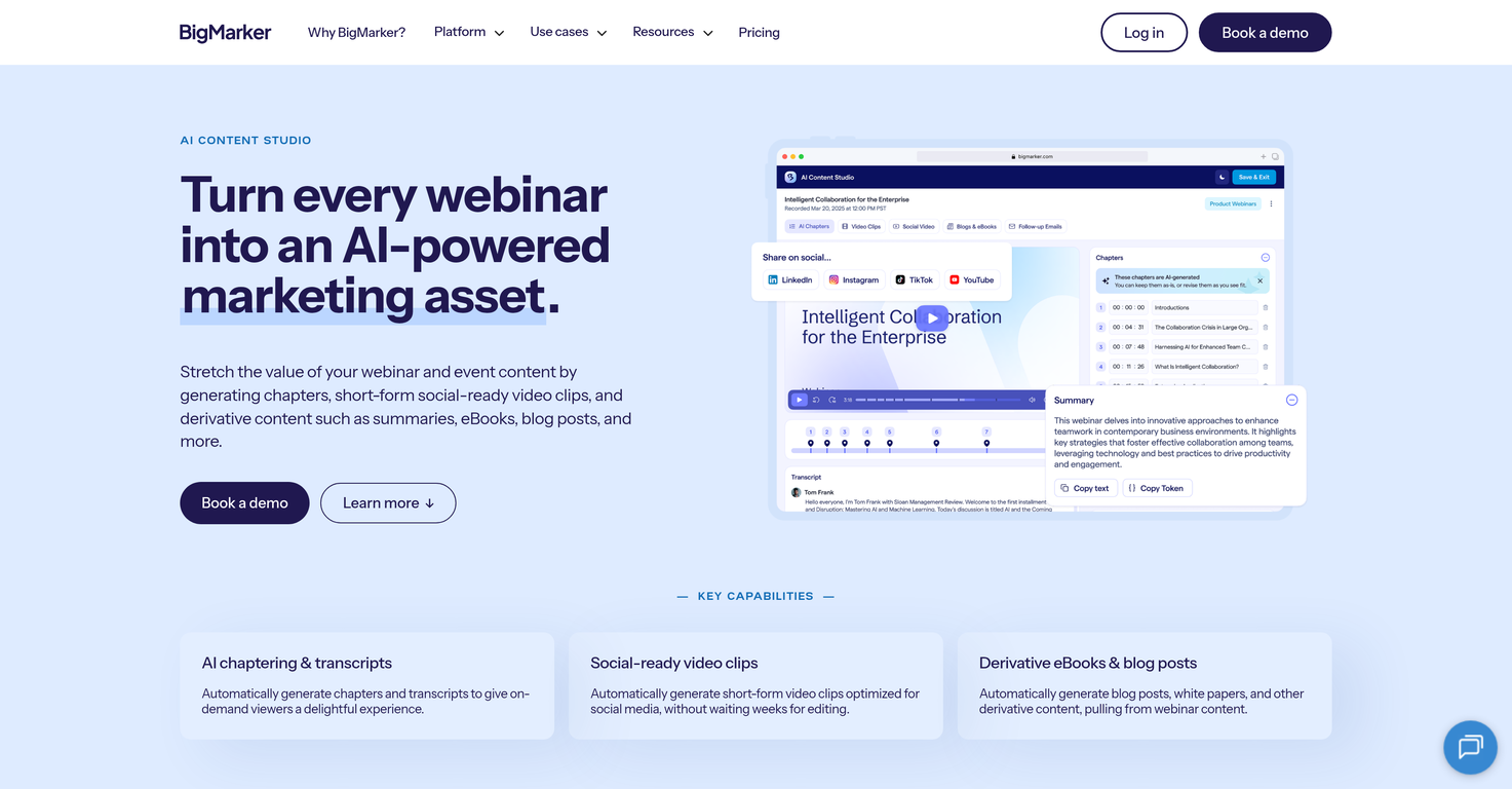 BigMarker Content Studio website