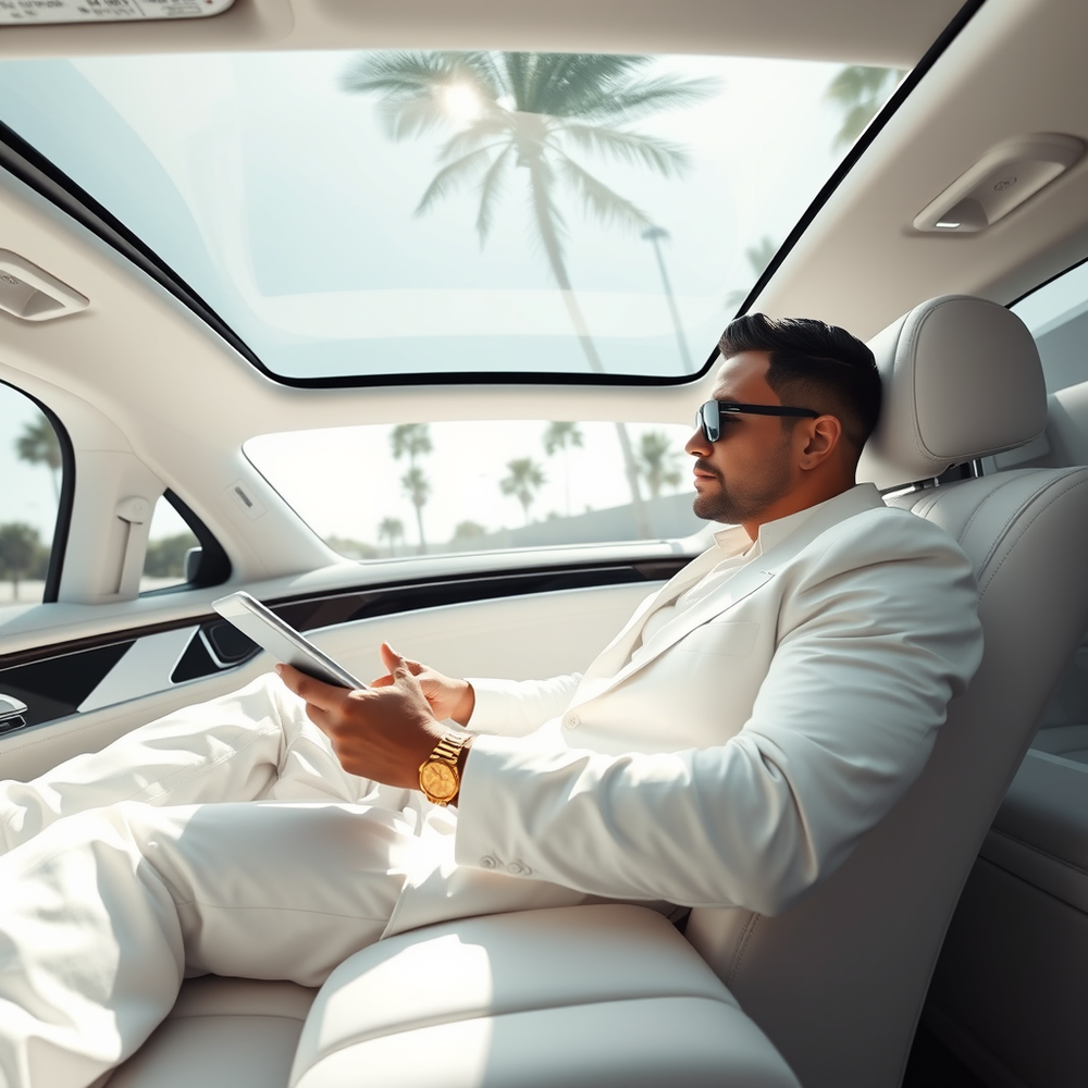 Billionaire Lifestyle: Relaxing in a White Maybach SUV website