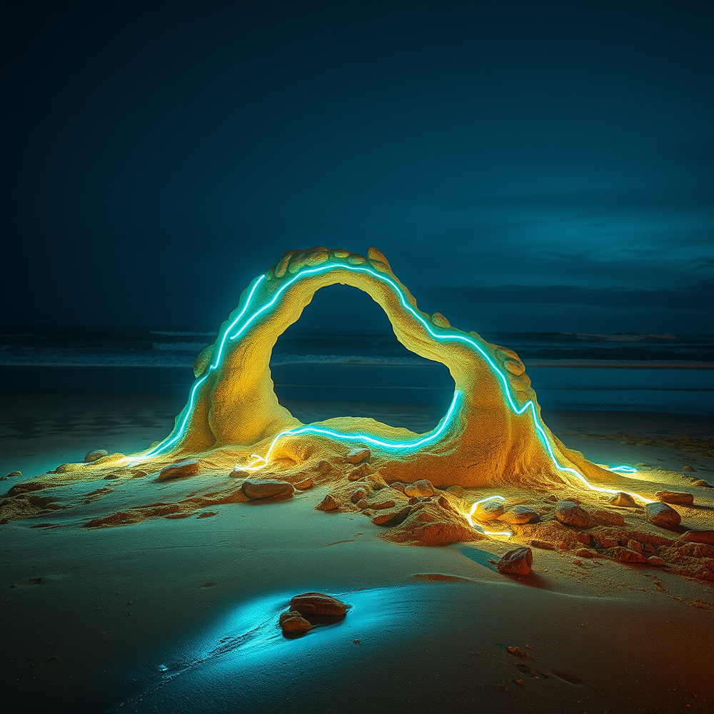 Bioluminescent Night Beach Installation — Living Light in the Sand website