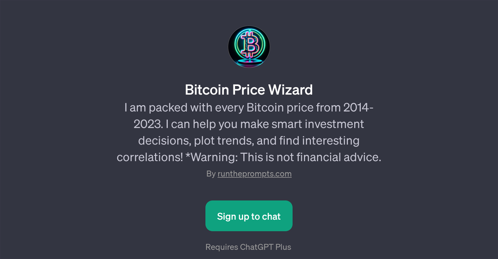 Bitcoin Price Wizard website