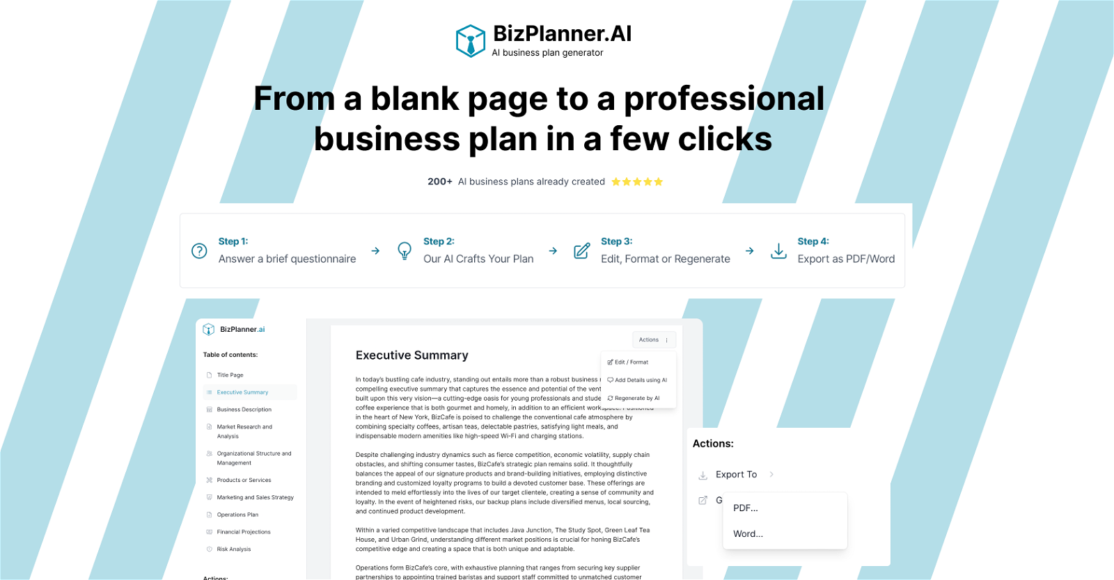 BizPlanner AI website
