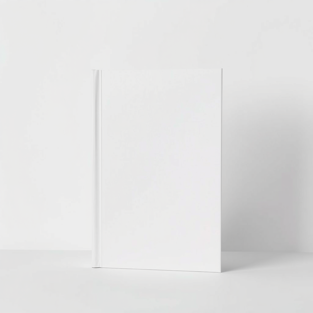 Blank book cover mockup in white background website