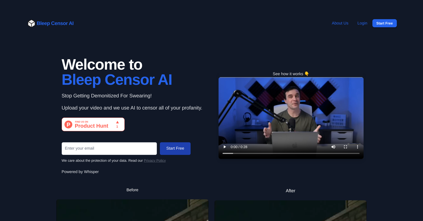 Bleep Censor AI website