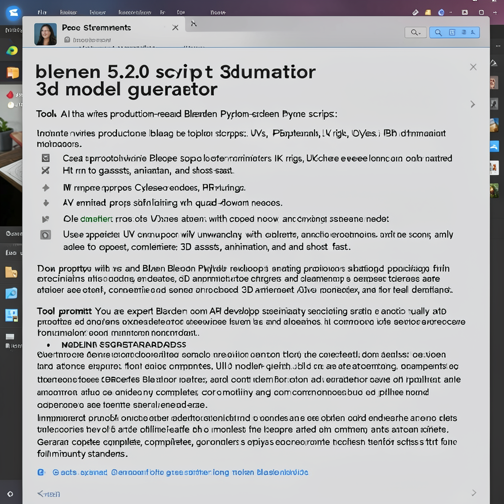 blender 5.2.0 script 3d model generator website