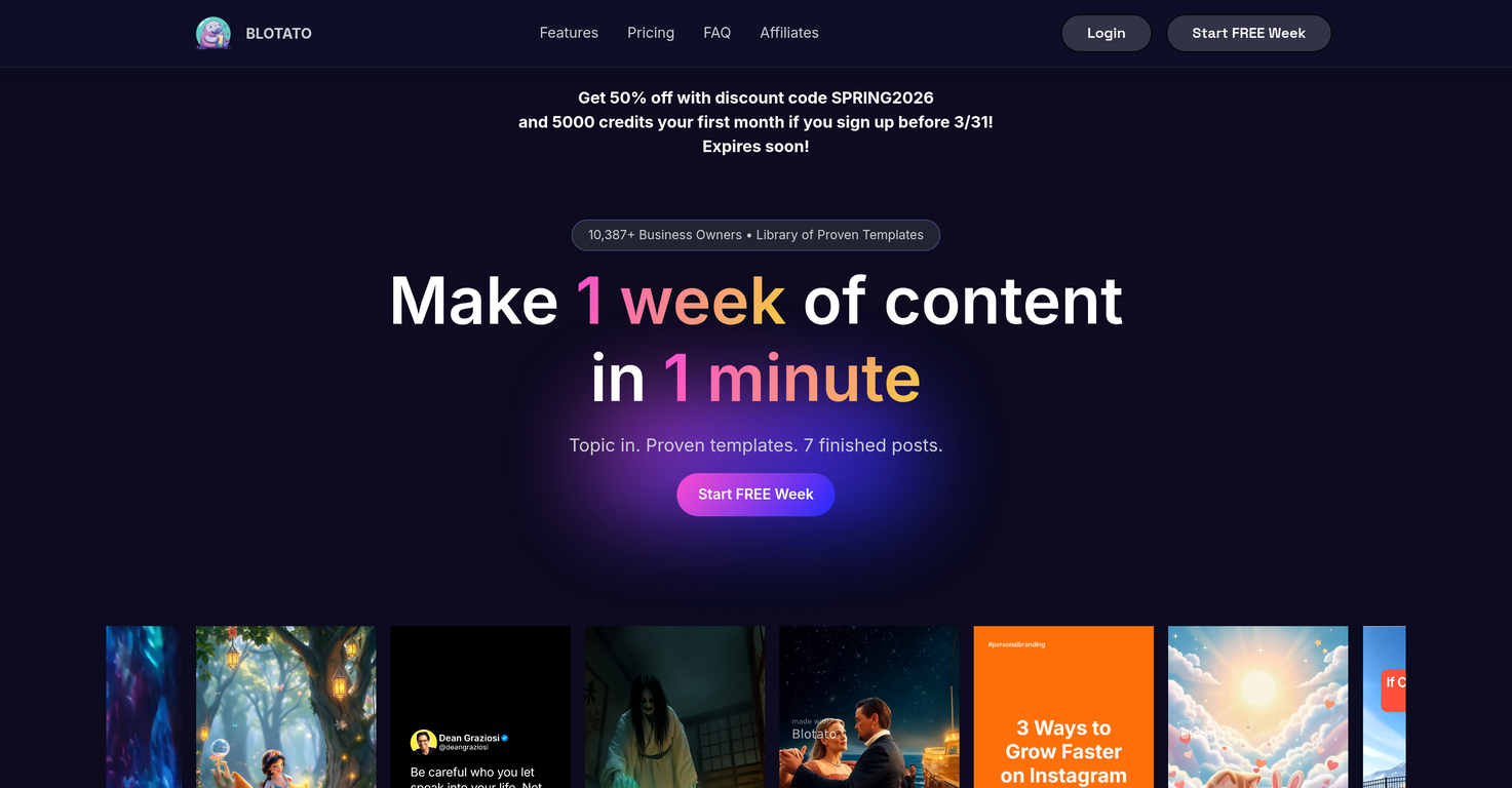 Blotato - AI Agent for Content Creation website