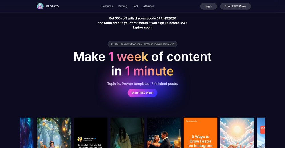 Blotato - AI Agent for Content Creation website
