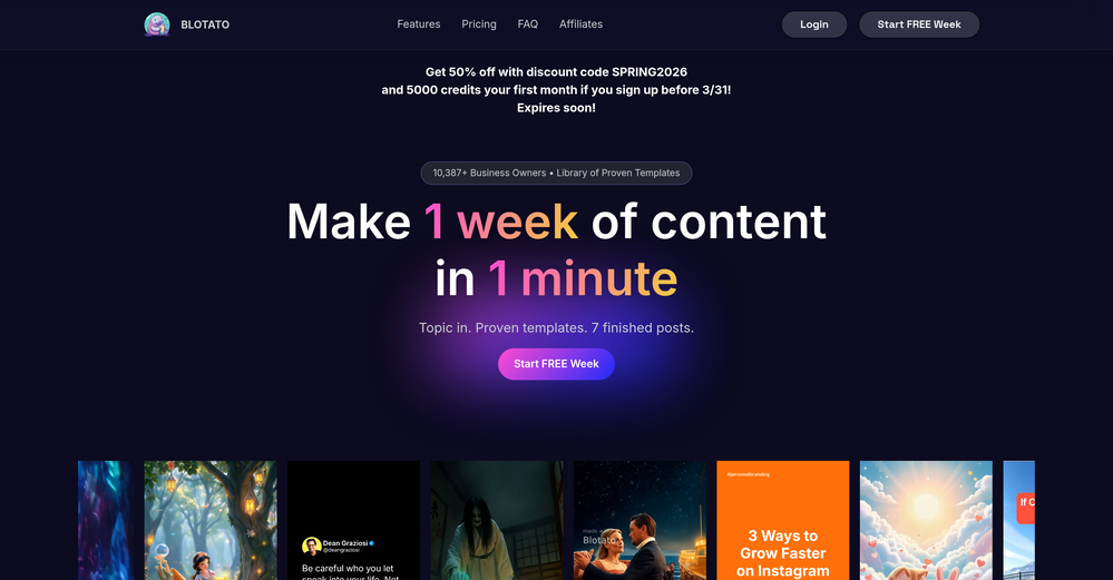 Blotato - AI Agent for Content Creation website