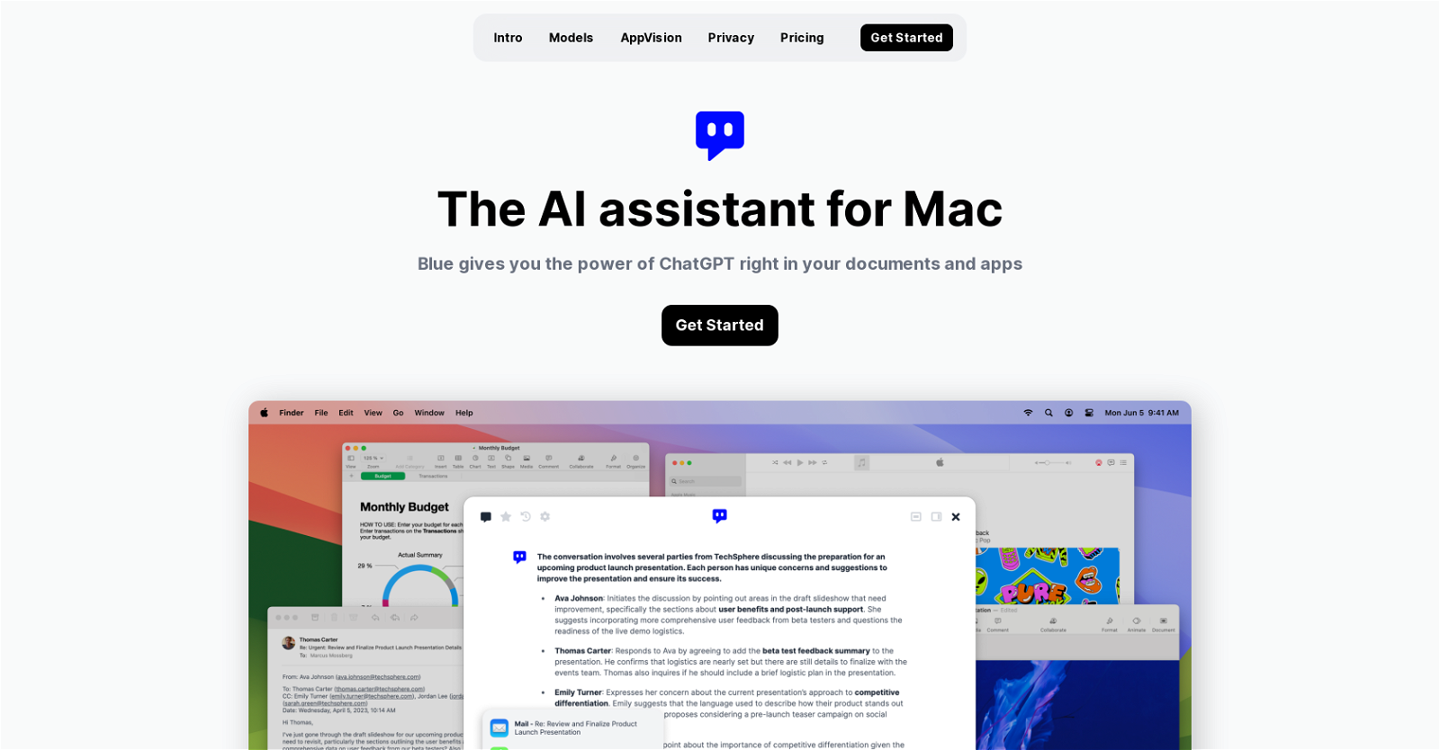 Blue - ChatGPT for Mac website