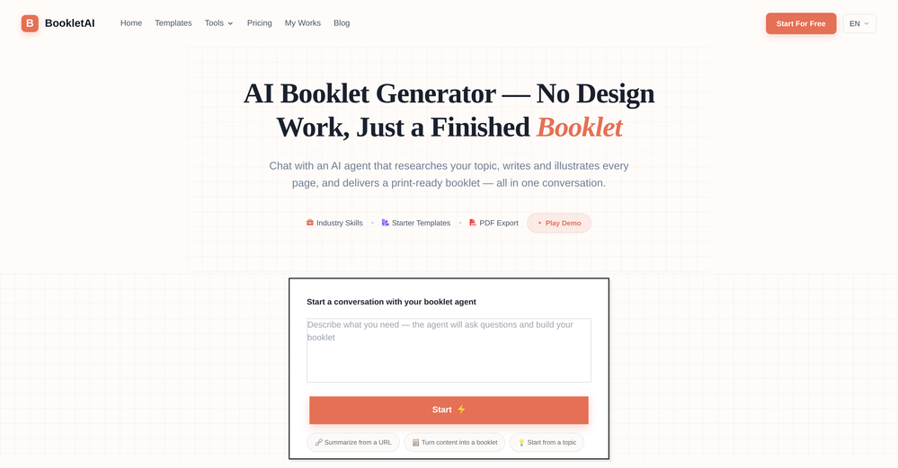 Booklet AI website