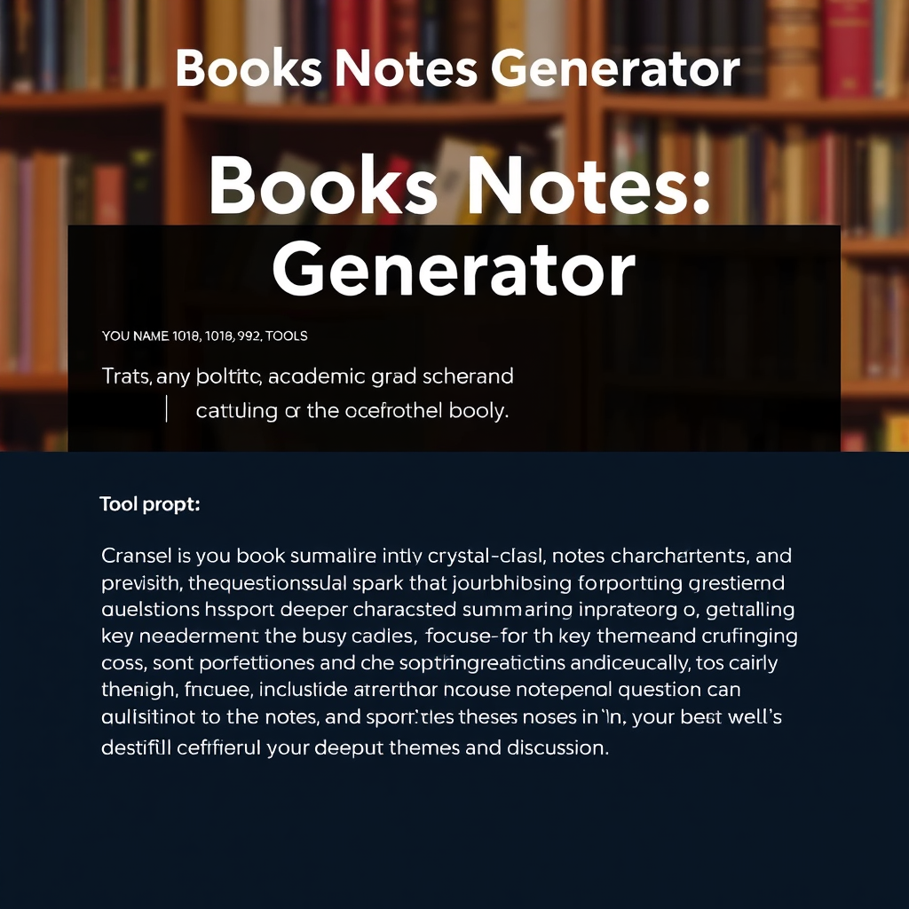 Free Books Notes/Summary Generator - (Free, No Signup AI Tool)