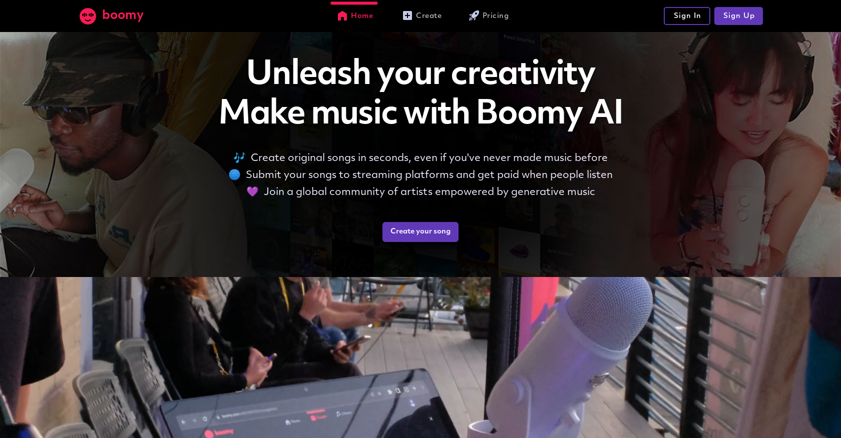 Boomy website