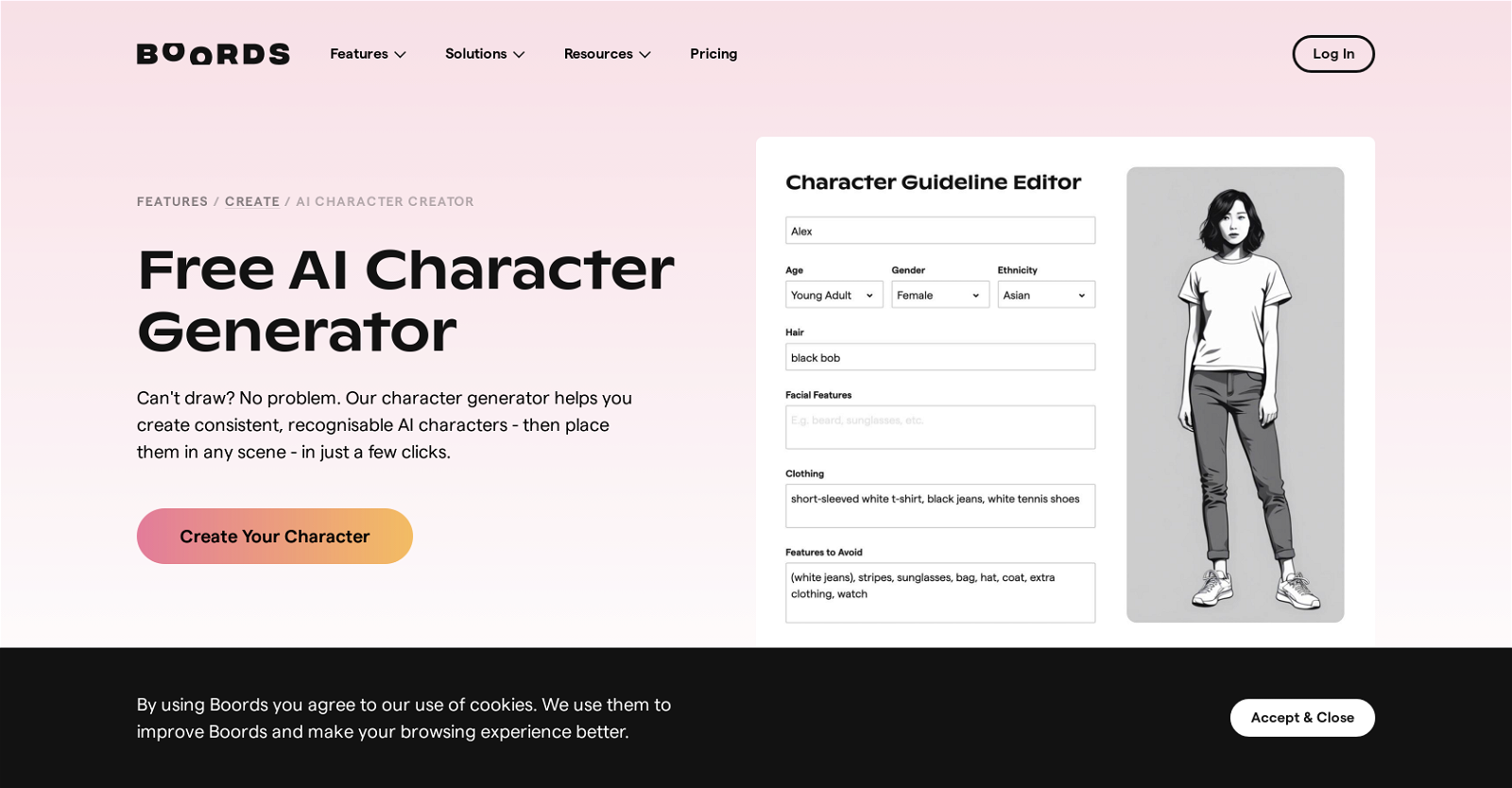 Boords - Character Generator website