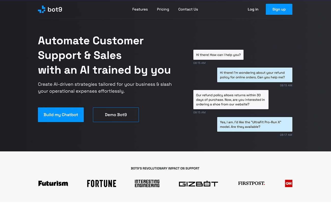 Bot9 AI website