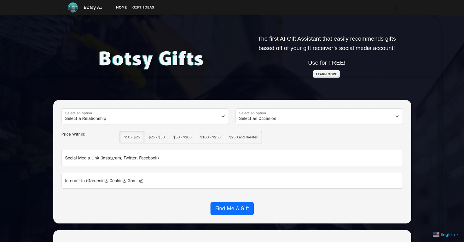 Botsy Gifts website