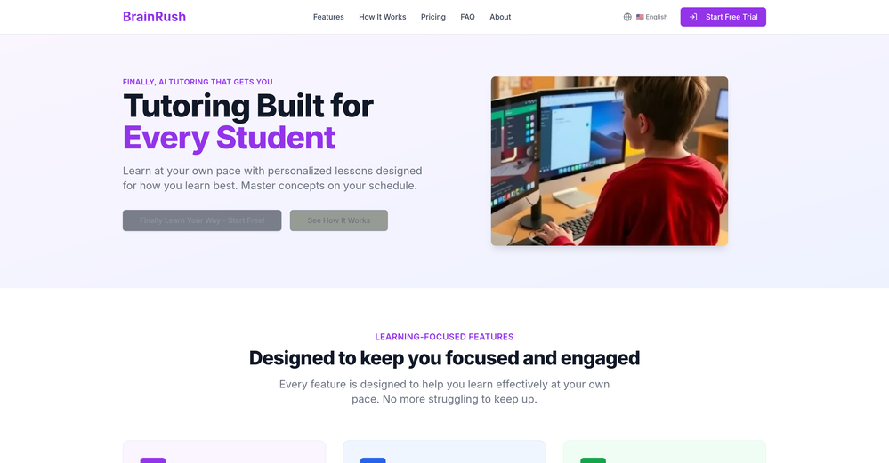 BrainRush AI website